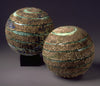 Set of 2 Ceramic Textured Planet Large Spheres, Twin Sister Pleiades Constellation