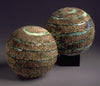 Set of 2 Ceramic Textured Planet Large Spheres, Twin Sister Pleiades Constellation