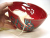 Red Ceramic Yarn Bowl POTTERY Knitting Crochet Bowl Large Handmade Twisted Leaf