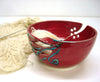 Red Ceramic Yarn Bowl POTTERY Knitting Crochet Bowl Large Handmade Twisted Leaf