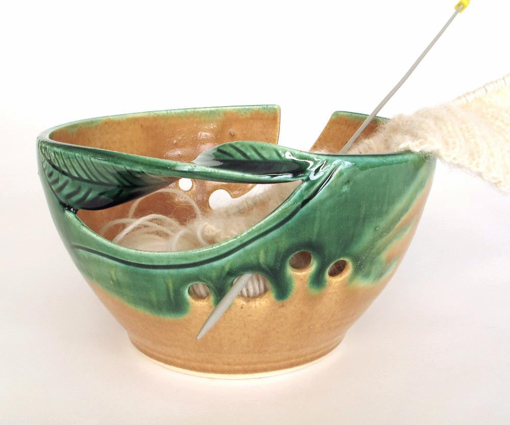 Turquoise Leaf Yarn bowl, Large Knitting Bowl, 3D printed eco friendly  Plastic knitter gifts by BlueRoomPottery